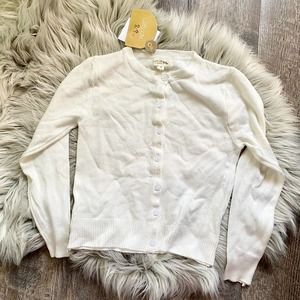 Lapis Girl Ivory Button Down Long Sleeve Cardigan
